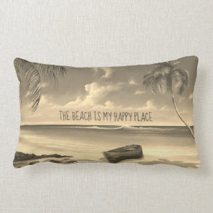 The Beach is my Happy Place Lumbar Pillow