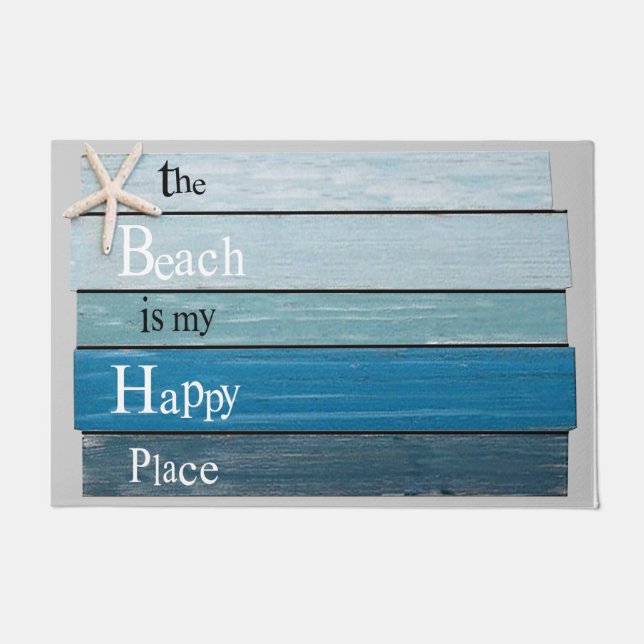 The Beach Is My Happy Place Mat, Ocean  Doormat (Front)