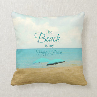 THE BEACH IS MY HAPPY PLACE PHOTO PILLOW