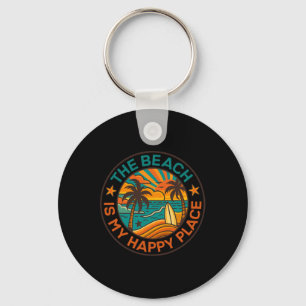 The Beach Is My Happy Place Retro Summer Beach Vac Keychain