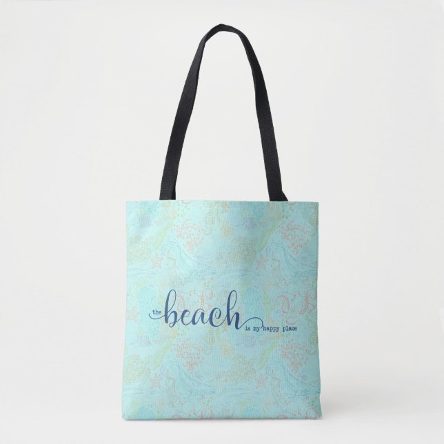 The Beach is My Happy Place Tote Bag (Front)