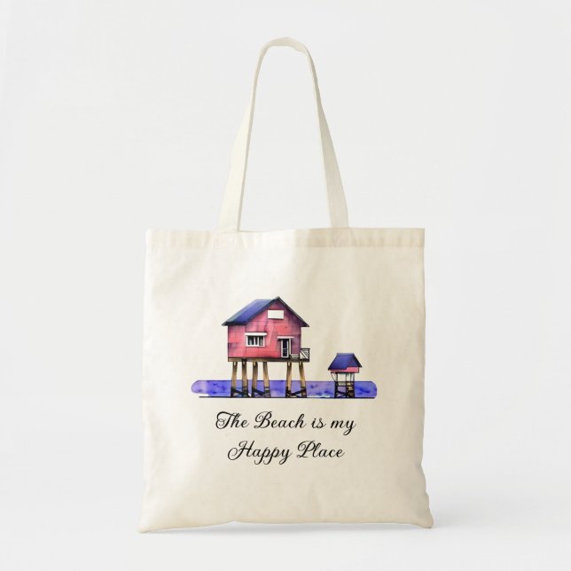 The Beach is my Happy Place Tote Bag (Front)