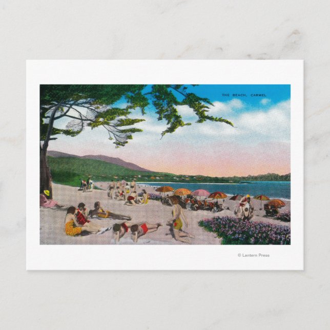 The Beach Scene at Carmel, California Postcard (Front)