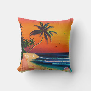 THE BEACH SUNSET THROW PILLOW