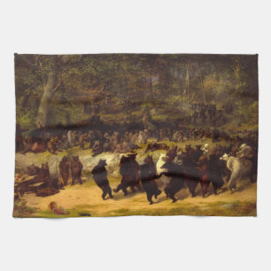 The Bear Dance, 1870 by William Holbrook Beard Kitchen Towel