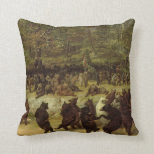 The Bear Dance Painting - William Holbrook Beard Throw Pillow