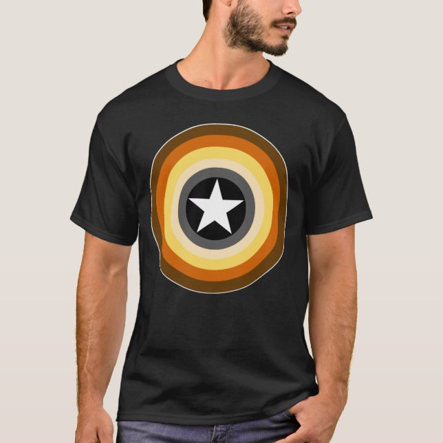 The Bear Geek's Captain Bear Pride shield T-Shirt (Front)