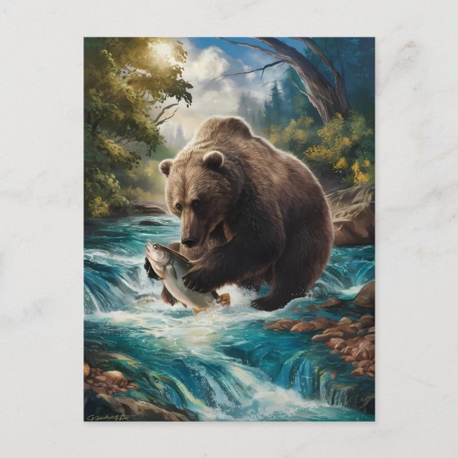 The Bear With the Golden Fish  Postcard (Front)