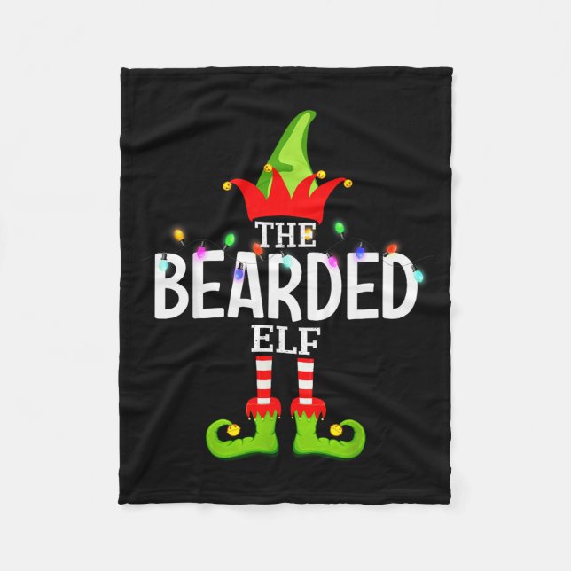 The Bearded Elf Christmas Matching Pajamas  Fleece Blanket (Front)