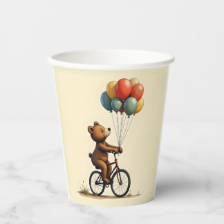The Bear's Joyful Ride Sticker Paper Cups