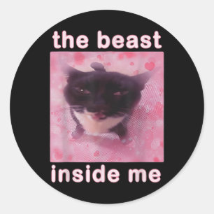 The Beast Inside Me Funny Cat Meme Sarcastic Inapp Classic Round Sticker
