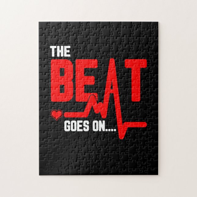 The Beat Goes On Heart Surgery Survivor Heartbeat Jigsaw Puzzle (Vertical)