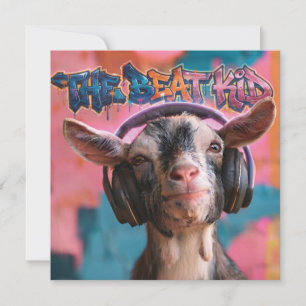The Beat Kid - Cool Goat DJ with Headphones Holiday Card
