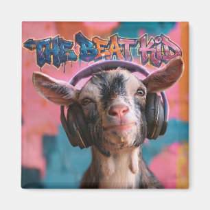 The Beat Kid - Cool Goat DJ with Headphones Magnet