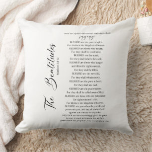 The Beatitudes Matthew 5:2-12 Bible Scripture Throw Pillow