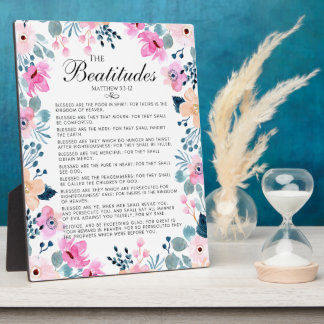 The Beatitudes Matthew 5:3-12 Floral Bible Verse Plaque