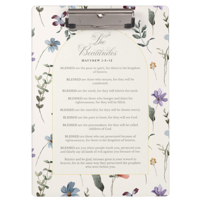 The Beatitudes Matthew 5:3–12 Floral Scripture Clipboard (Front)