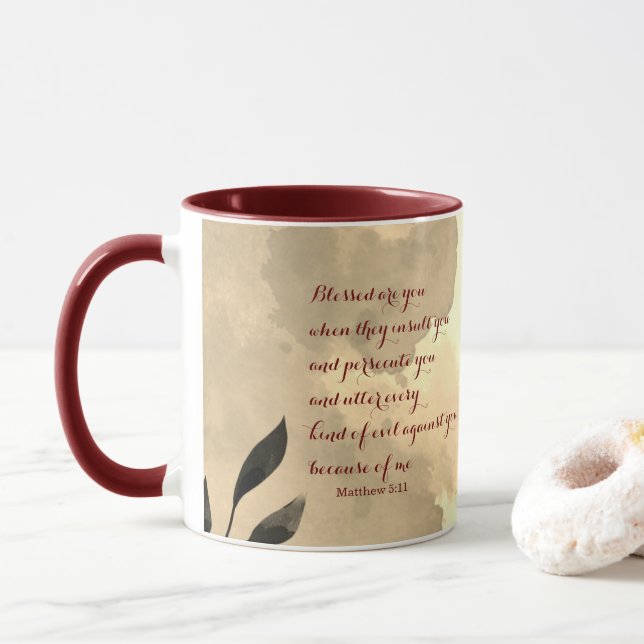 The Beatitudes Scripture Verse 5:11 Mug (With Donut)
