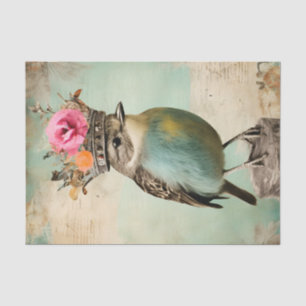 The Beautiful Bird in a Crown Collage Decoupage Tissue Paper
