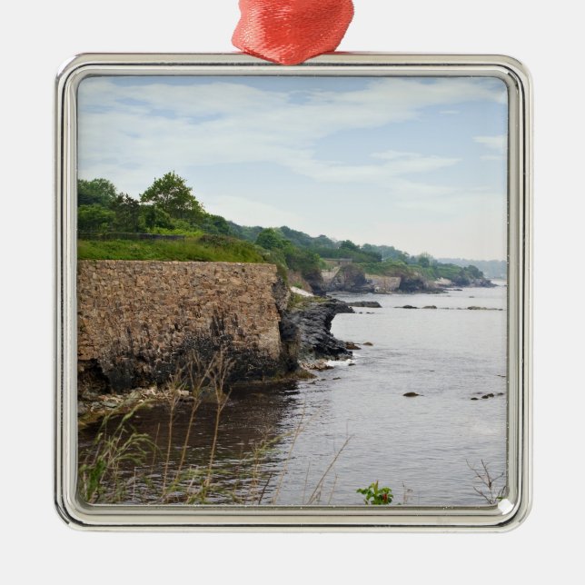 The beautiful coast of Newport Rhode Island Metal Ornament (Front)