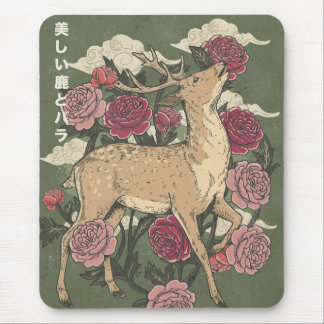 The Beautiful Deer And Roses Mouse Pad