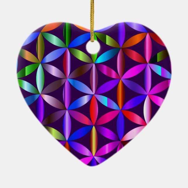 The Beautiful Flower of Life Valentines Day Tree  Ceramic Ornament (Back)