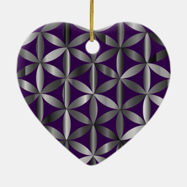 The Beautiful Flower of Life Valentines Day Tree  Ceramic Ornament (Back)