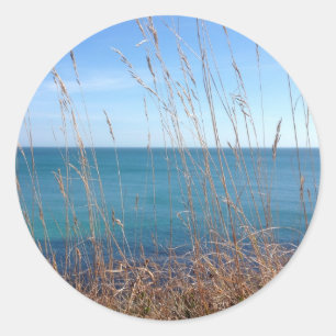 The beautiful Grass and Sea Classic Round Sticker