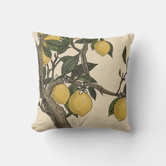 The Beautiful Lemon Tree Throw Pillow (Front)
