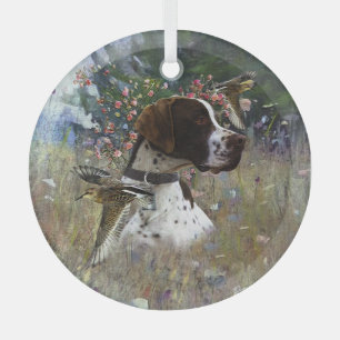 The beautiful pointer glass ornament