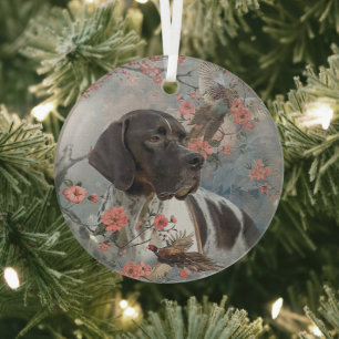 The beautiful pointer glass ornament