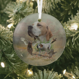 The beautiful pointer glass ornament