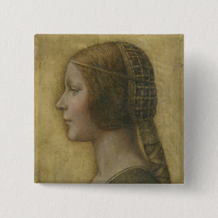 The Beautiful Princess (by Leonardo da Vinci) 2 Inch Square Button