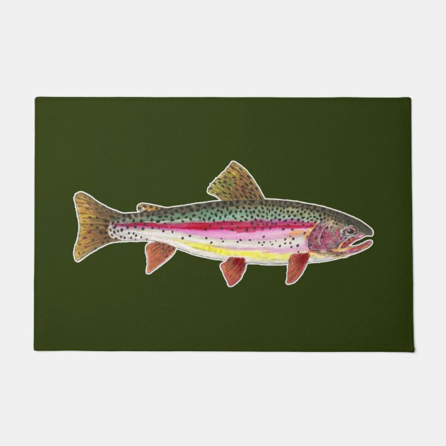 The Beautiful Rainbow Trout One-of-a-Kind Welcome Doormat (Front)