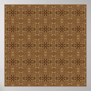 The beauty flower motifs on Kawung batik design wi Poster