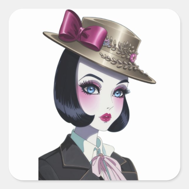 The beauty girl square sticker (Front)
