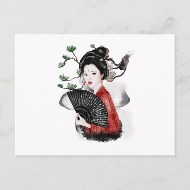 The beauty of a Japanese geisha Postcard (Front)