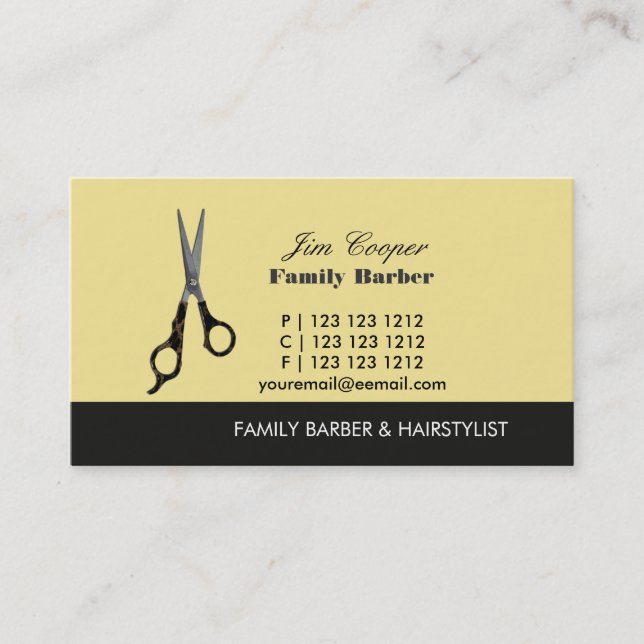 The Beauty Salon Barber  Scissors Business Card (Front)