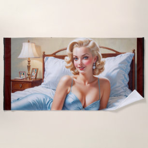 The Bed Is Just Fine AI Concept Art by Xzendor7 Beach Towel