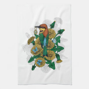 The bee eater with the golden pendant kitchen towel