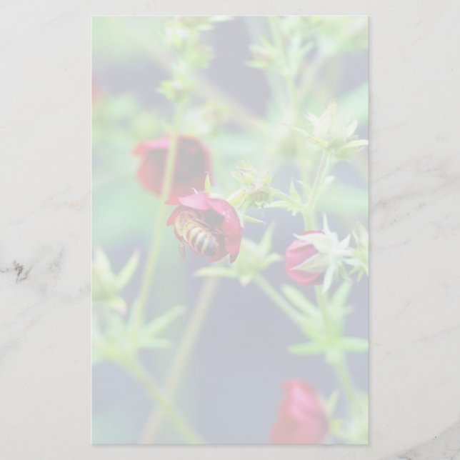 The Bee With the Red Flower Stationery (Front)