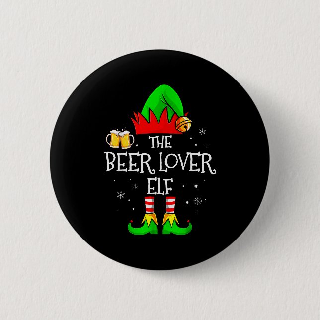 The Beer Lover Elf Matching Family Christmas Drink 2 Inch Round Button (Front)