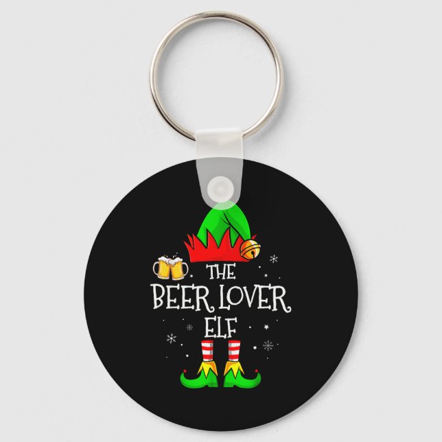 The Beer Lover Elf Matching Family Christmas Drink Keychain (Front)