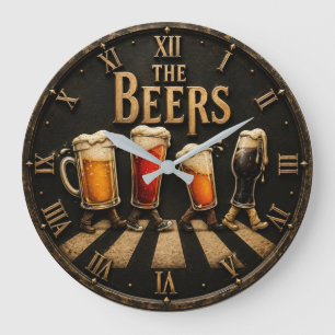 The Beers Abbey Road Pub Bar Man Cave Gift Large Clock
