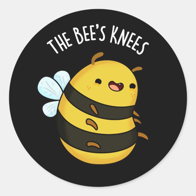The Bees Knees Funny Bumble Bee Pun Dark BG Classic Round Sticker (Front)