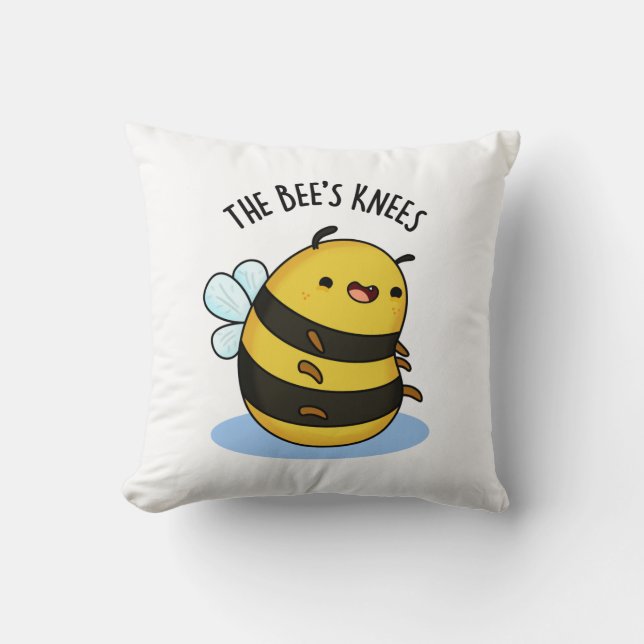 The Bees Knees Funny Bumble Bee Pun  Throw Pillow (Front)