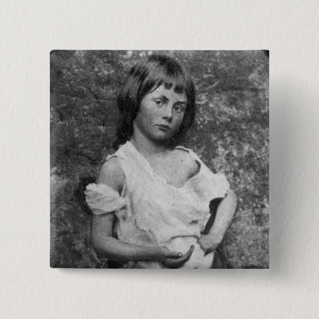The Beggar Maid / Alice Liddell ~ 1859 2 Inch Square Button (Front)