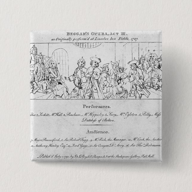 The Beggar's Opera' 2 Inch Square Button (Front)