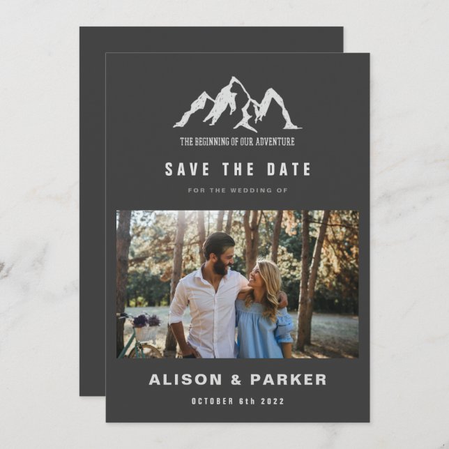 the beginning of our adventure save the date photo invitation (Front/Back)