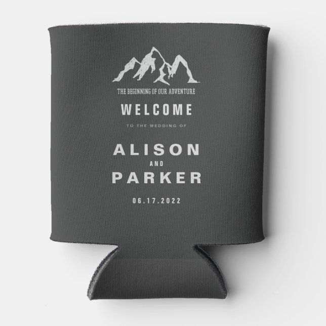 the beginning of our adventure wedding can cooler (Front)